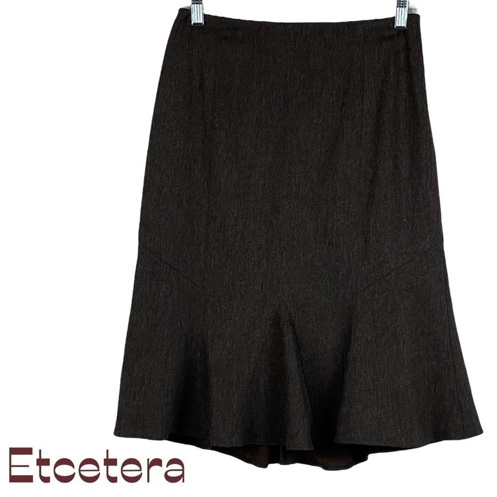 Anthropologie Etcetera Brown Tweed Wool Blend Skirt NWOT Size 2 Academia